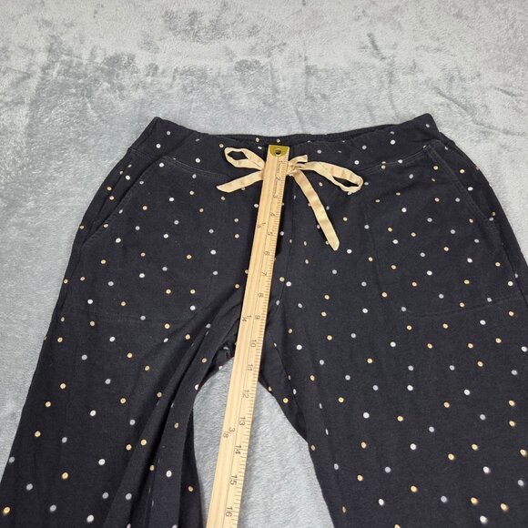 Soma Pajamas Black Gold Dot Long Sleeve Button Up M Top L Pants 2pc Set - Picture 12 of 13